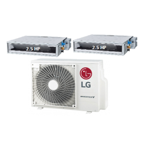 90.Máy Lạnh Multi LG 1 Dàn Nóng 5 Hp + 2 Dàn Lạnh Âm Trần Nối Ống Gió 2.5 Hp