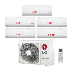 10.Máy Lạnh Multi LG 1 Dàn Nóng 5 Hp + 4 Dàn Lạnh Treo Tường 1 Hp + 1 Dàn Lạnh Treo Tường 1.5 Hp