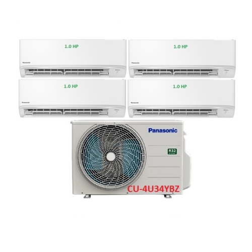 3.Máy Lạnh Multi Panasonic Inverter 1 Dàn Nóng 4 Hp + 4 Dàn Lạnh Treo Tường 1 Hp - CU-4U34YBZ/CS-MPU9YKZ