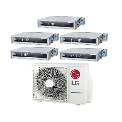 80.Máy Lạnh Multi LG 1 Dàn Nóng 5 Hp + 5 Dàn Lạnh Âm Trần Nối Ống Gió 1 Hp - 1.5 Hp